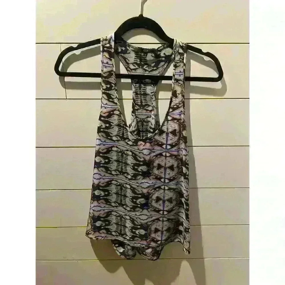 Tibi Watercolor 100% Silk Raceback Tank, size 4